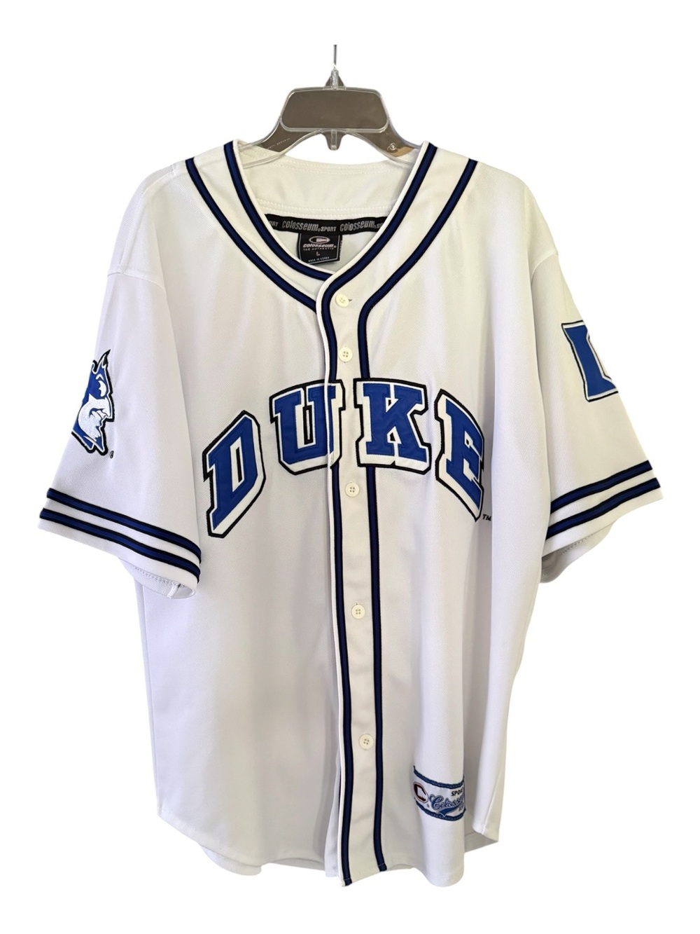 Vintage Colosseum Duke Blue Devils Baseball Jersey Blue L 90s Y2K NCAA